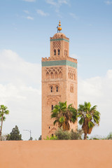 Fototapeta na wymiar Morocco, Marrakech, Koutubia Mosque Minaret