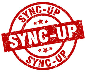 sync-up round red grunge stamp