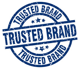 trusted brand blue round grunge stamp