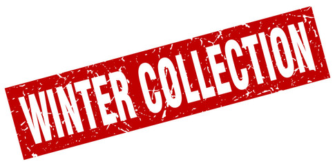 square grunge red winter collection stamp