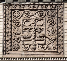 The temple in honor of the “Signs” icon of the Mother of God in Kuntsevo was built in 1911-1913 in the Nevizati style. Architect Sergey Soloviev. Russia, Moscow, April 2019