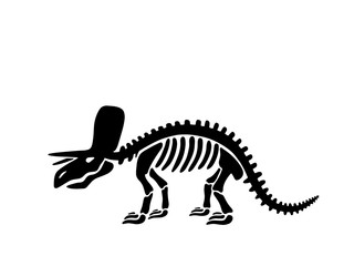 Dinosaur triceratops skeleton.  illustration. For  logo, card, T-shirts, textiles, web. Isolated on white background.