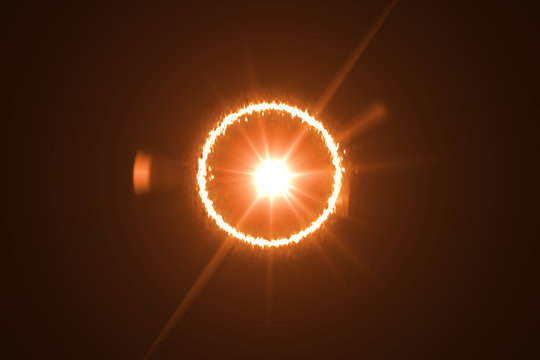 Circle Red Flare.Ring Of Flame Light Effect.Sun Burn In Dark Background