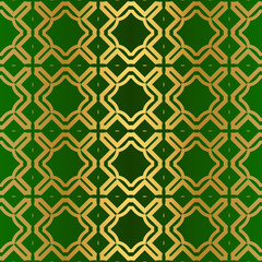 Seamless Geometric Backgrounds. Vector Illustration. Hand Drawn Wrap Wallpaper, Cover Fabric, Cloth Textile Design. Gold green color