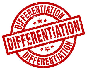 differentiation round red grunge stamp