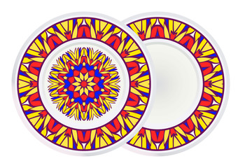 Set of two Round Mandala and frame. For Coloring Book, Greeting Card, Invitation, Tattoo. Anti-Stress Therapy Pattern. Vector Illustration