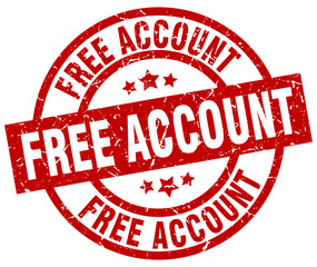 free account round red grunge stamp