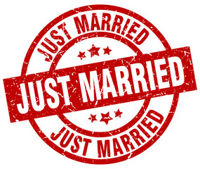 just married round red grunge stamp