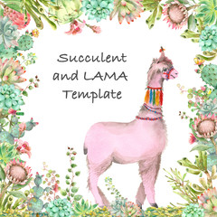 Desert Alpaca template watercolor © Ivan Feoktistov