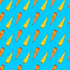 Seamless background. Watercolor sketch of carrot on blue