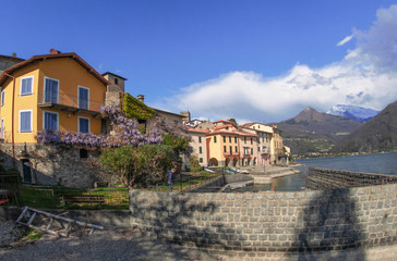 Fototapeta na wymiar Rezzonico, a fortified village with a magnificent view of the Como lake. Lombardy, Italy.