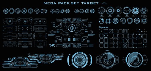 Mega pack set target. HUD futuristic user interface. Futuristic virtual graphic touch user interface.