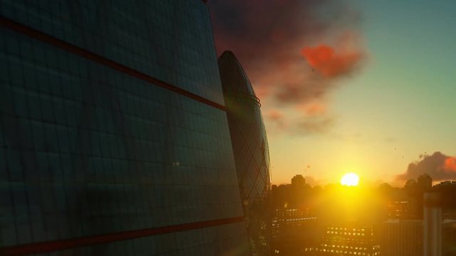London view against beautiful sunrise