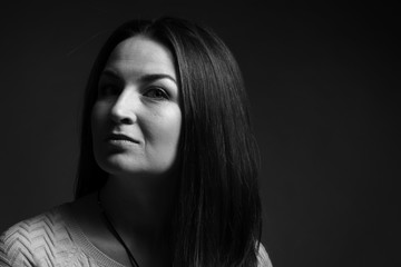 Woman portrait, black and white photo