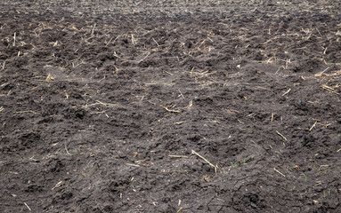 Earth Soil Grooves Farming Earth soil grooves over field. Sepia effect natural organic soil texture. Soil texture. organic matter background with sand, road metal and chippings.