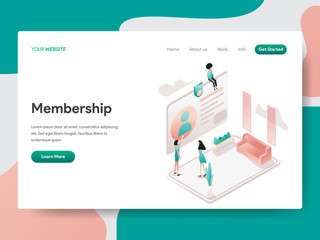 Landing page template of Membership Illustration Concept. Isometric design concept of web page design for website and mobile website.Vector illustration