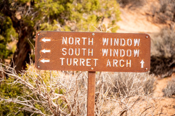 Direction signs at Arches National Park in Utah - travel photography