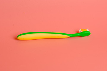 toothbrush of baby health care in oral cavity for baby on pink