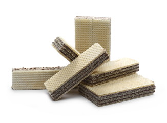 Chocolate wafers isolated on white background