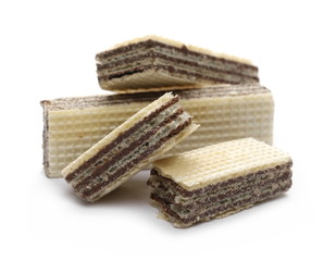 Chocolate wafers isolated on white background