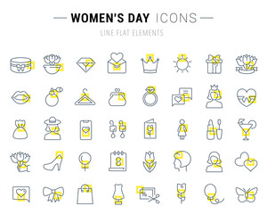 Fototapeta na wymiar Set Vector Line Icons of Women's Day.