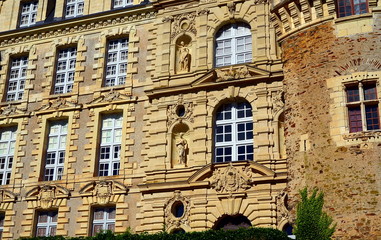The facade of the Chateau de Brissac the highest castle in Loire castles. It is one of the most beautiful castles of Chateau de la Loire