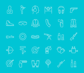 Set of Line Icons of Sport Shooting.