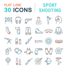 Set Vector Line Icons of Sport Shooting.