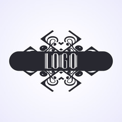 Beautiful emblem, badge for template logo in the modern art deco style