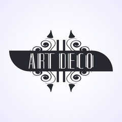 Vintage modern art deco frame design for labels, banner, logo, emblem, apparel, t- shirts, sticker and other design object. Vector illustration