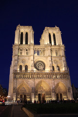 Fototapeta na wymiar Famous Notre Dame at night in Paris, France.