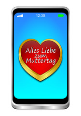 Smartphone with Happy Mother's Day - in german - 3D illustration