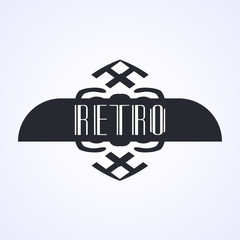 Fototapeta premium Vintage modern art deco frame design for labels, banner, logo, emblem, apparel, t- shirts, sticker and other design object. Vector illustration