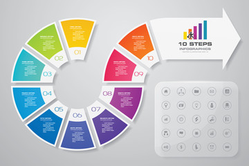 10 steps of arrow infografics template. for your presentation. EPS 10.	