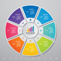 8 steps cycle chart infographics elements for data presentation. EPS 10.	