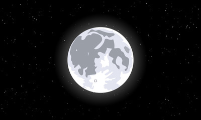 Moon realistic vector illustration.