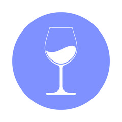 Wine glass icon with wine. Symbol wine card. Sign glass of wine in the circle Isolated on white background. Vector illustration.