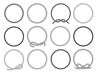 Round rope set, twisted round pattern for decoration - obrazy, fototapety, plakaty