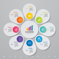 8 steps simple&editable process chart infographics element. EPS 10.	