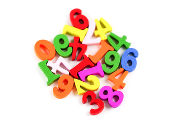 Math Number colorful on white background : Education study mathematics learning teach concept.