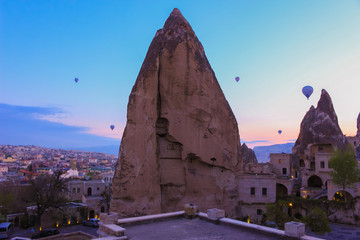 Morning in Cappadocia, Turkey.   Balloons at sunrise