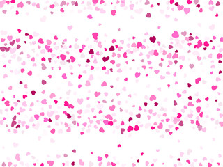 Hearts confetti flying vector background graphic design.