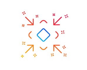 Minimize arrow line icon. Small screen symbol. Minimise Navigation sign. Gradient design elements. Linear minimize icon. Random shapes. Vector