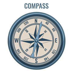 Compass rose on white background. Device of orientation to areas. An element for design. Vector 