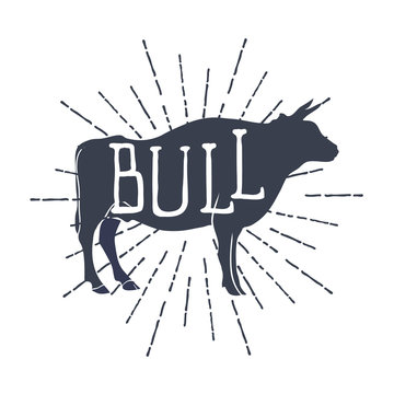 recommend clip art: Farm animals, vector icons. silhouette of bull. Vector