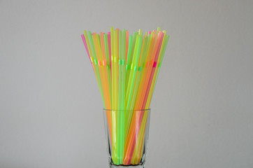 Multicolored plastic tubes for cocktails and drinks