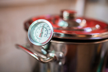 Fototapeta premium Beer wort starting to boil, Wort for Home Brew Wheat Beer.