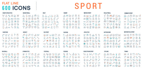 Set Linear Icons of Sport. - obrazy, fototapety, plakaty