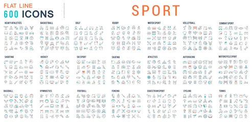 Rolgordijnen Set Linear Icons of Sport. © M.Style