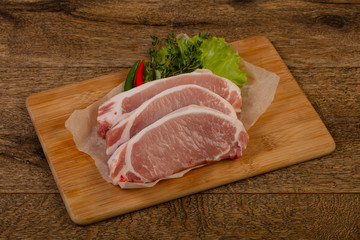 Raw pork steak